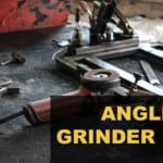 angle grinder on table after being used to cut metal tubing