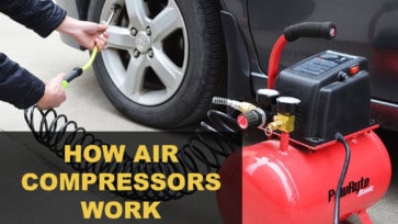 air compressor being used to inflate tire